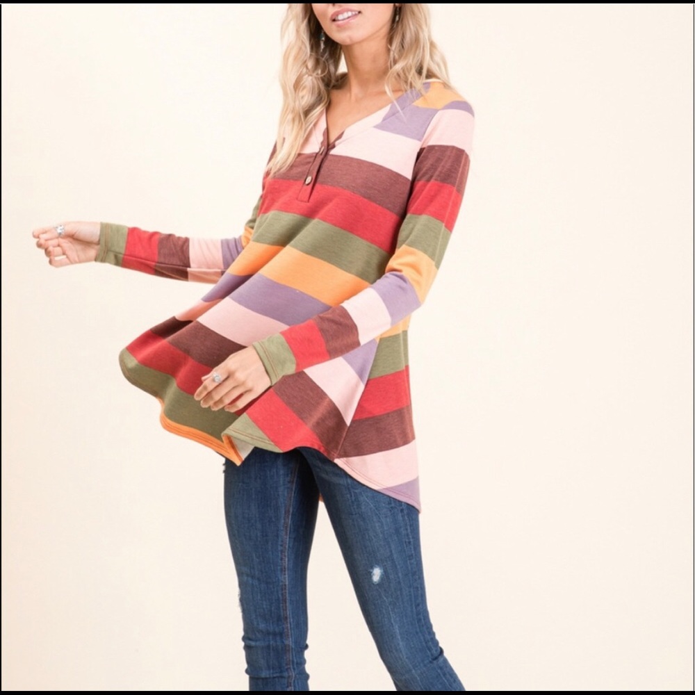 Striped Tunic colorful striped long sleeve